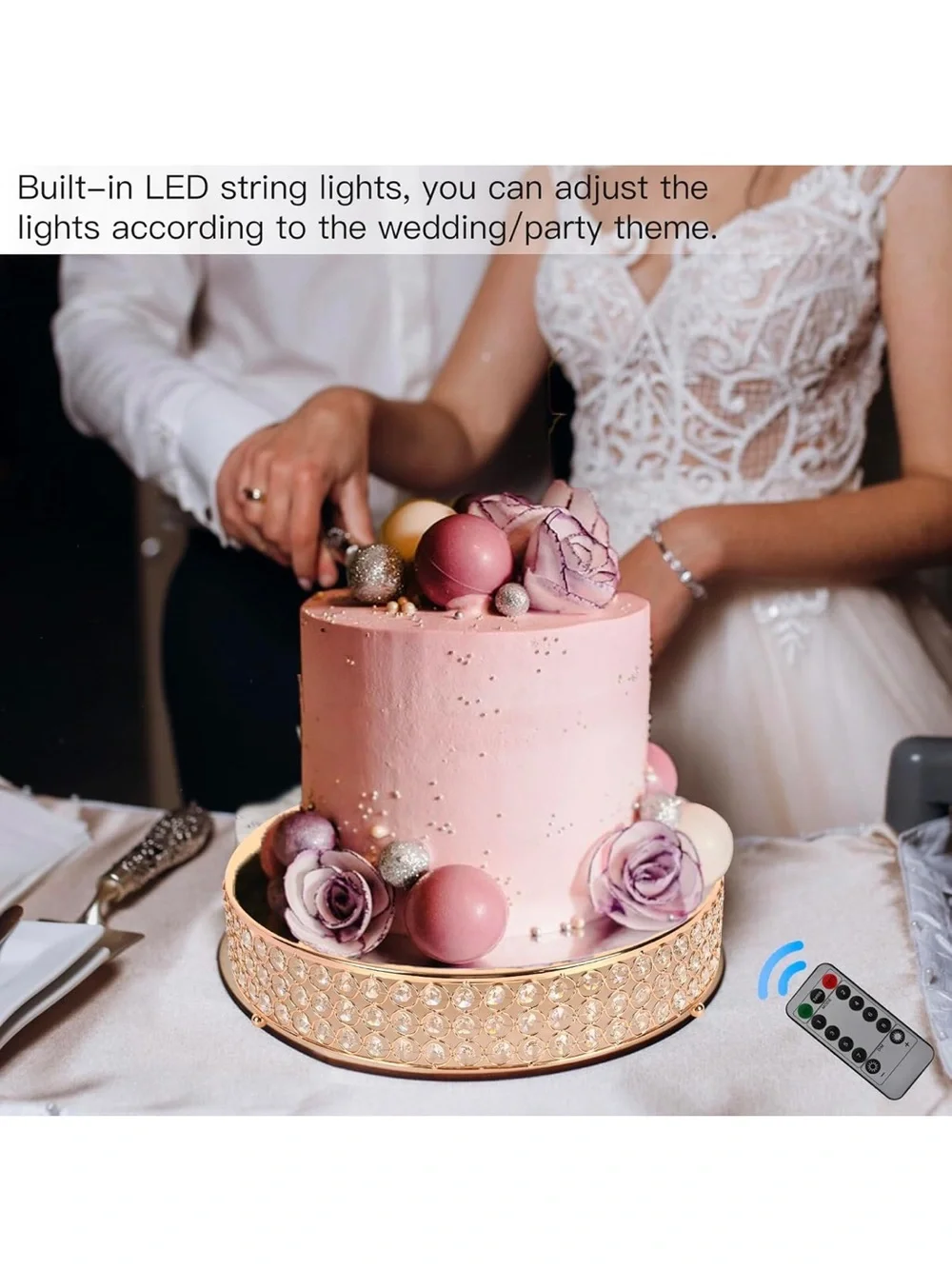 Round Rose Gold Crystal Display Stand